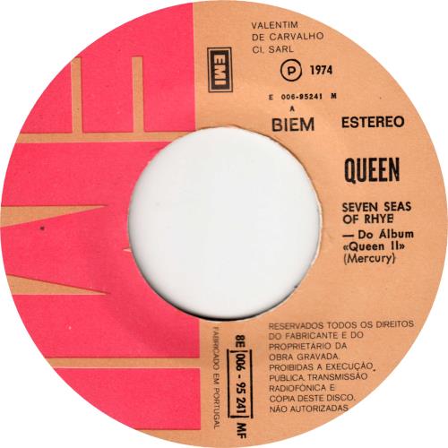 Queen Seven Seas Of Rhye 7" vinyl single (7 inch record / 45) Portuguese QUE07SE789874