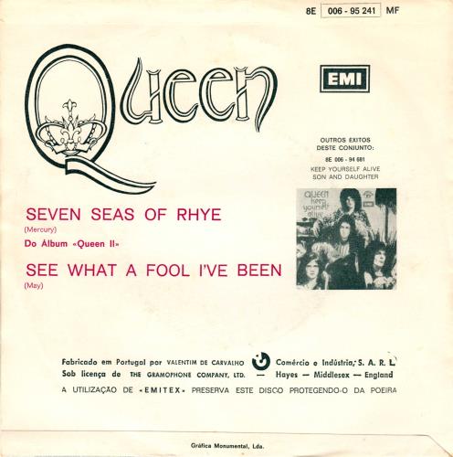 Queen Seven Seas Of Rhye 7" vinyl single (7 inch record / 45) Portuguese QUE07SE789874