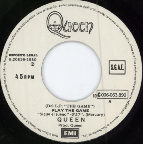 Queen Sigue El Juego 7" vinyl single (7 inch record / 45) Spanish QUE07SI784625