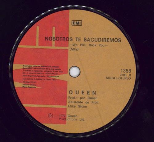 Queen Somos Los Campeones 7" vinyl single (7 inch record / 45) Chile QUE07SO784072