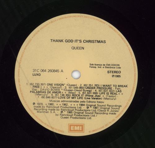 Queen Thank God It's Christmas vinyl LP album (LP record) Brazilian QUELPTH52875