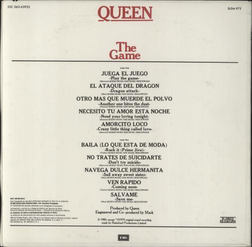 Queen The Game vinyl LP album (LP record) Mexican QUELPTH202164