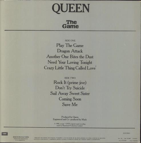 Queen The Game vinyl LP album (LP record) Uruguay QUELPTH793033