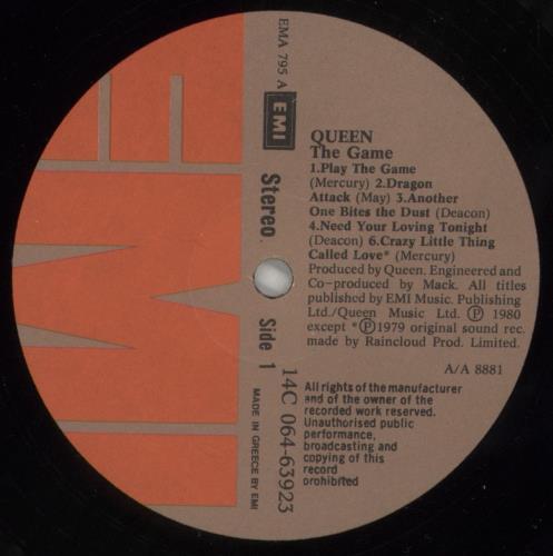 Queen The Game vinyl LP album (LP record) Greek QUELPTH801222
