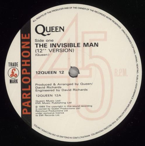 Queen The Invisible Man 12" vinyl single (12 inch record / Maxi-single) UK QUE12TH767431