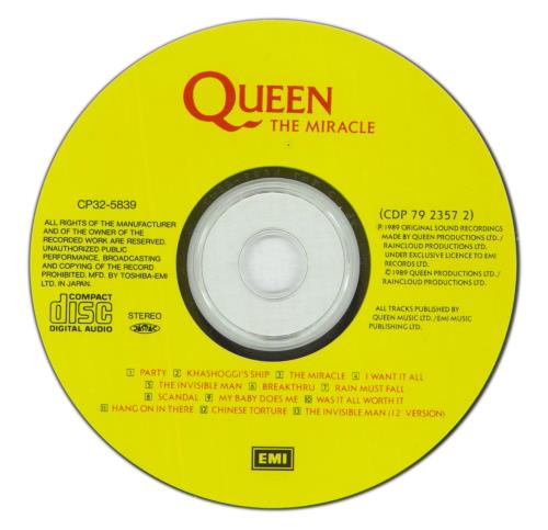 Queen The Miracle CD album (CDLP) Japanese QUECDTH233816