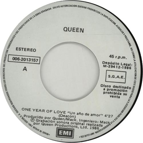 Queen Un Ano De Amor 7" vinyl single (7 inch record / 45) Spanish QUE07UN662536