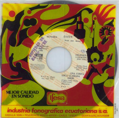 Queen Una Cosita Loca Llamada Amor 7" vinyl single (7 inch record / 45) Ecuador QUE07UN784194
