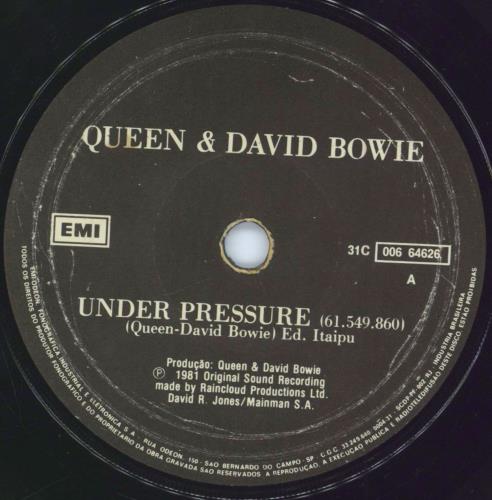 Queen Under Pressure 7" vinyl single (7 inch record / 45) Brazilian QUE07UN232970