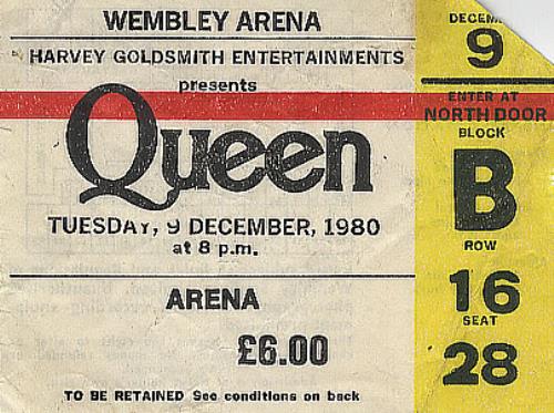 Queen Wembley Arena concert ticket UK QUETIWE366151