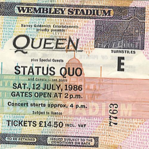 Queen Wembley Stadium concert ticket UK QUETIWE353489
