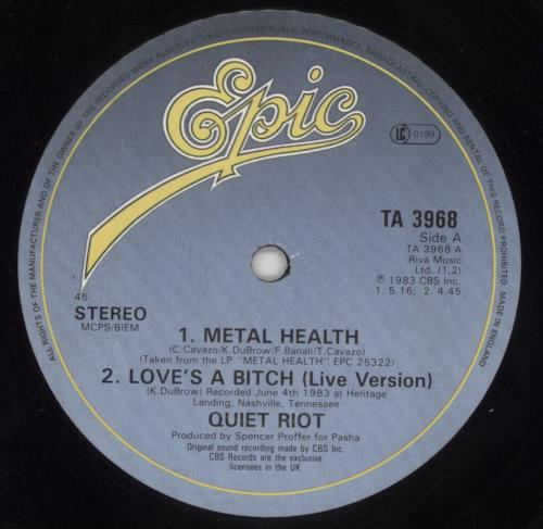 Quiet Riot Metal Health + Patch 12" vinyl single (12 inch record / Maxi-single) UK QRT12ME618760