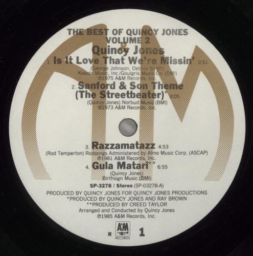 Quincy Jones The Best Of Volume 2 vinyl LP album (LP record) US QUJLPTH885370