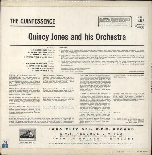 Quincy Jones The Quintessence vinyl LP album (LP record) UK QUJLPTH851082