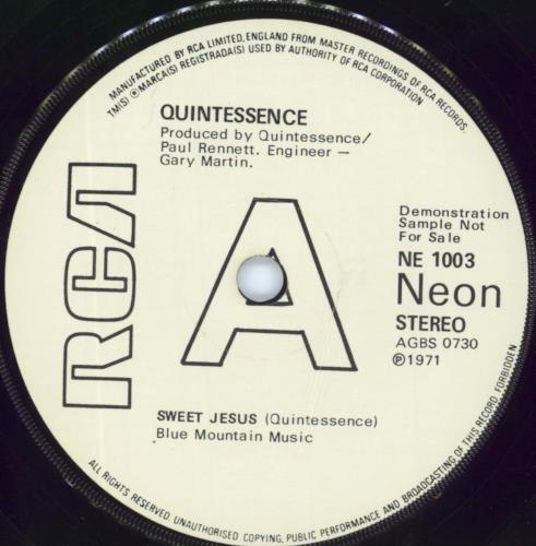 Quintessence Sweet Jesus - A Label 7" vinyl single (7 inch record / 45) UK QTS07SW802068