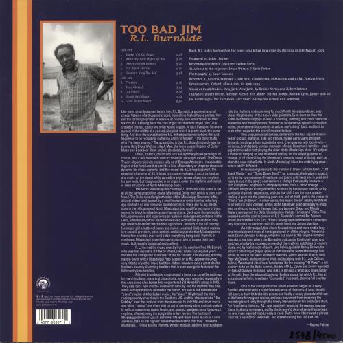 R.L. Burnside Too Bad Jim vinyl LP album (LP record) US R1OLPTO709938