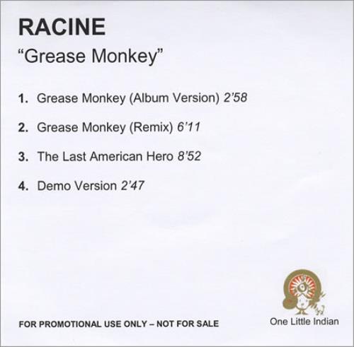 Racine Grease Monkey CD-R acetate UK RCVCRGR391936