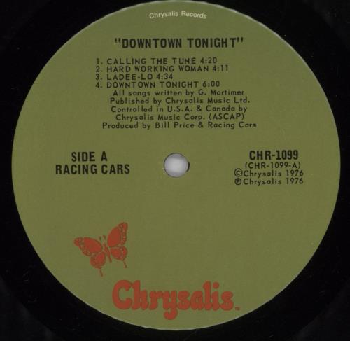 Racing Cars Downtown Tonight vinyl LP album (LP record) UK R1CLPDO445462