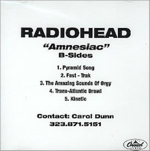 Radiohead Amnesiac B-Sides CD-R acetate US R-HCRAM206094