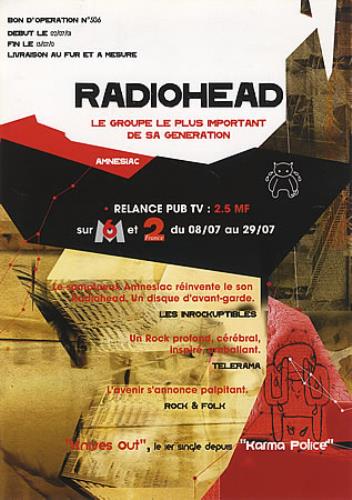 Radiohead Amnesiac handbill French R-HHBAM394072