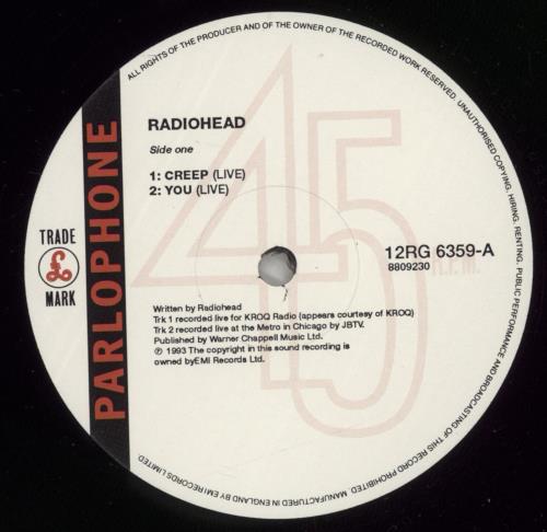 Radiohead Creep - Gatefold sleeve 12" vinyl single (12 inch record / Maxi-single) UK R-H12CR64847