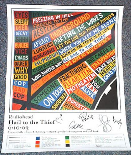 Radiohead Hail To The Thief - Fully Autographed poster US R-HPOHA294011