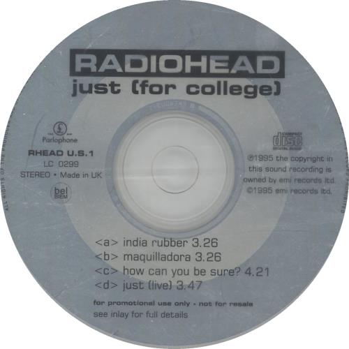 Radiohead Just (For College) CD single (CD5 / 5") UK R-HC5JU65263