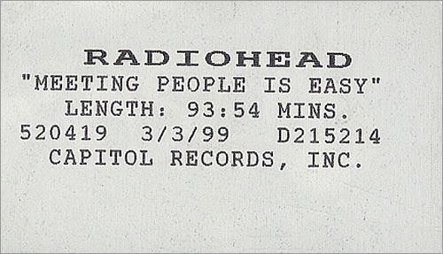 Radiohead Meeting People Is Easy video (VHS or PAL or NTSC) US R-HVIME160882