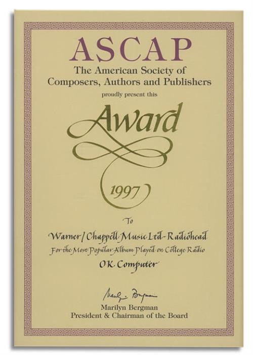 Radiohead Ok Computer award disc US R-HAWOK326519