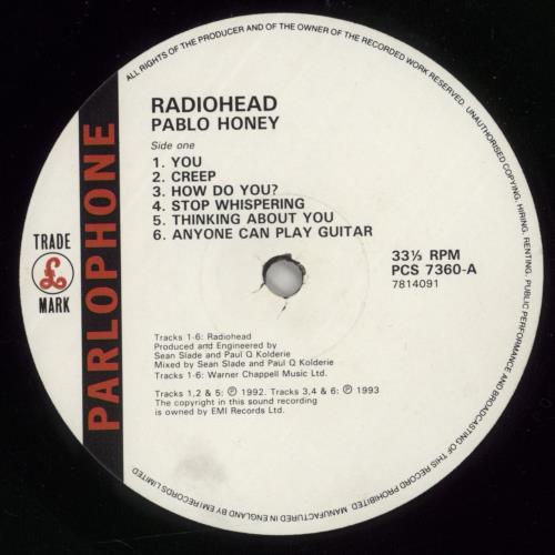 Radiohead Pablo Honey - 1st - VG vinyl LP album (LP record) UK R-HLPPA819029