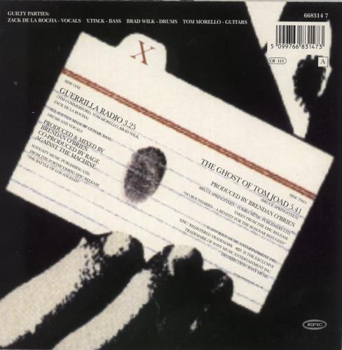 Rage Against The Machine Guerilla Radio 7" vinyl single (7 inch record / 45) UK RAG07GU870232