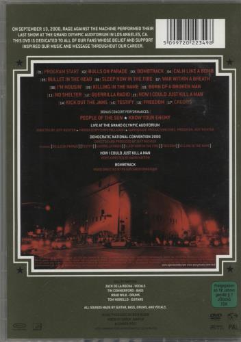 Rage Against The Machine Live at the Grand Olympic Auditorium DVD UK RAGDDLI266019