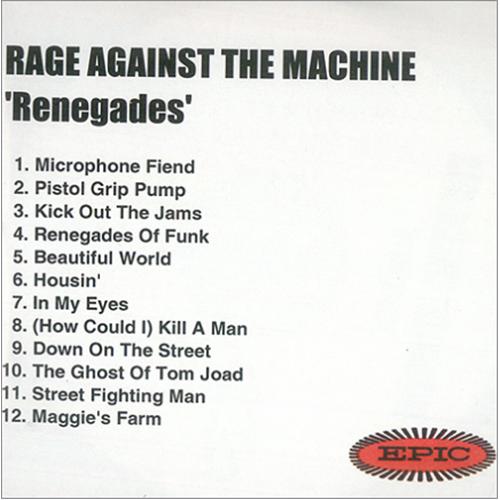 Rage Against The Machine Renegades CD single (CD5 / 5") UK RAGC5RE172582