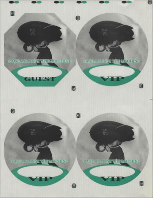 Rage Against The Machine Tour Passes - Uncut Sheets tour pass US RAGTPTO428659