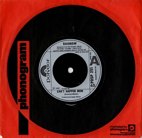 Rainbow Can't Happen Here 7" vinyl single (7 inch record / 45) UK RBO07CA576852