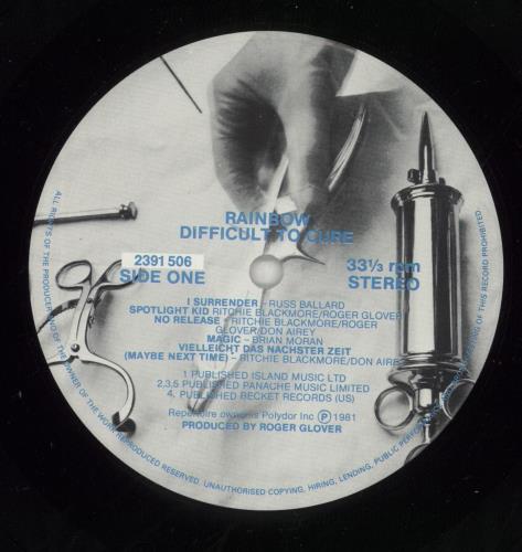 Rainbow Difficult To Cure - Shrink vinyl LP album (LP record) German RBOLPDI865597
