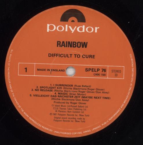 Rainbow Difficult To Cure vinyl LP album (LP record) UK RBOLPDI564901