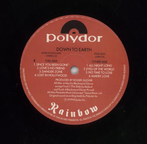 Rainbow Down To Earth - Black Vinyl vinyl LP album (LP record) UK RBOLPDO665172