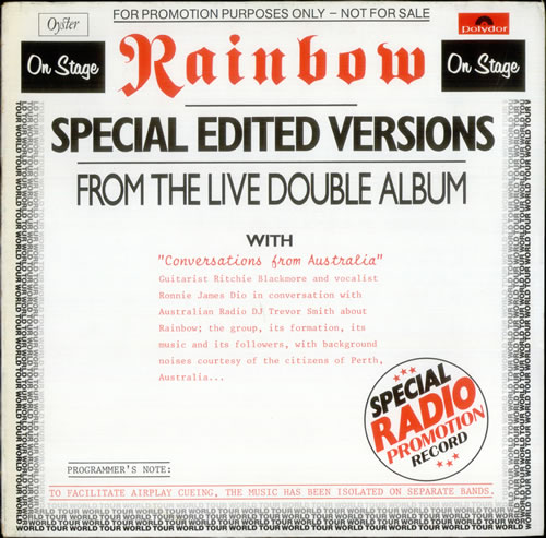 Rainbow Special Edited Versions vinyl LP album (LP record) German RBOLPSP171746