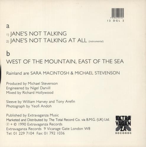 Rainland Jane's Not Talking 12" vinyl single (12 inch record / Maxi-single) UK 8PJ12JA865414