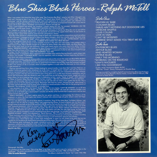 Ralph McTell Blue Skies Black Heroes - Autographed vinyl LP album (LP record) UK 7RMLPBL495786