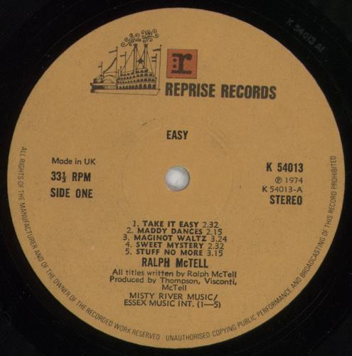 Ralph McTell Easy vinyl LP album (LP record) UK 7RMLPEA544063