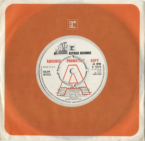 Ralph McTell When I Was A Cowboy 7" vinyl single (7 inch record / 45) UK 7RM07WH471230
