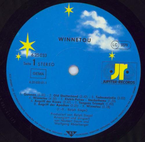 Ralph Siegel Winnetou vinyl LP album (LP record) German 597LPWI818297
