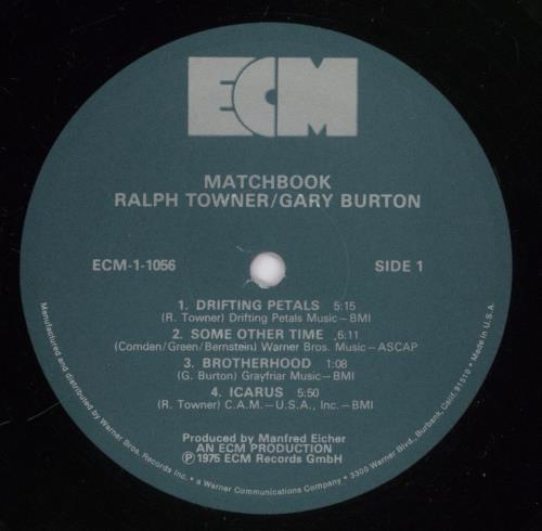 Ralph Towner Matchbook vinyl LP album (LP record) US RT4LPMA667695