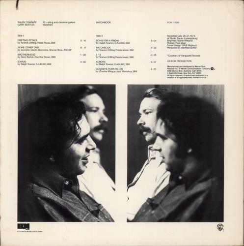 Ralph Towner Matchbook vinyl LP album (LP record) US RT4LPMA667695
