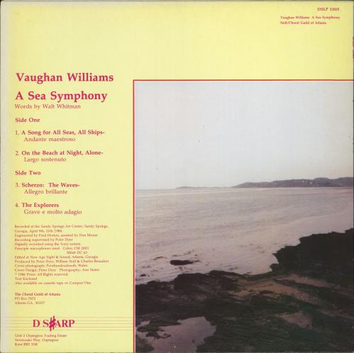 Ralph Vaughan Williams A Sea Symphony vinyl LP album (LP record) UK VB7LPAS771412