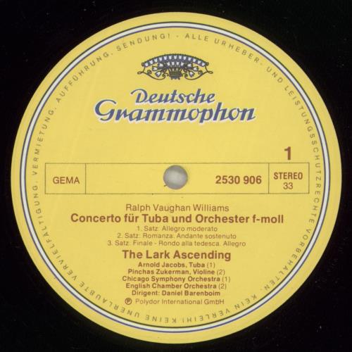 Ralph Vaughan Williams Concerto For Oboe / Concerto For Tuba / The Lark Ascending vinyl LP album (LP record) German VB7LPCO878250