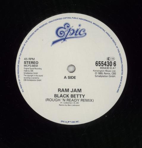 Ram Jam Black Betty - Promo Sticker 12" vinyl single (12 inch record / Maxi-single) UK RJM12BL872688