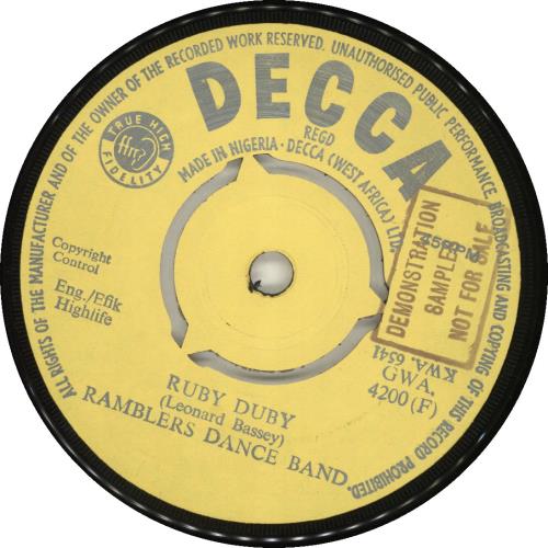 Ramblers Dance Band Ruby Duby 7" vinyl single (7 inch record / 45) African YDM07RU690144